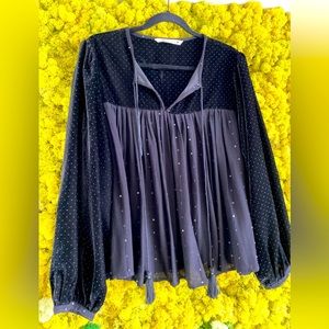 Zara beautiful cotton middle and velvet sleeves with sequins shirt